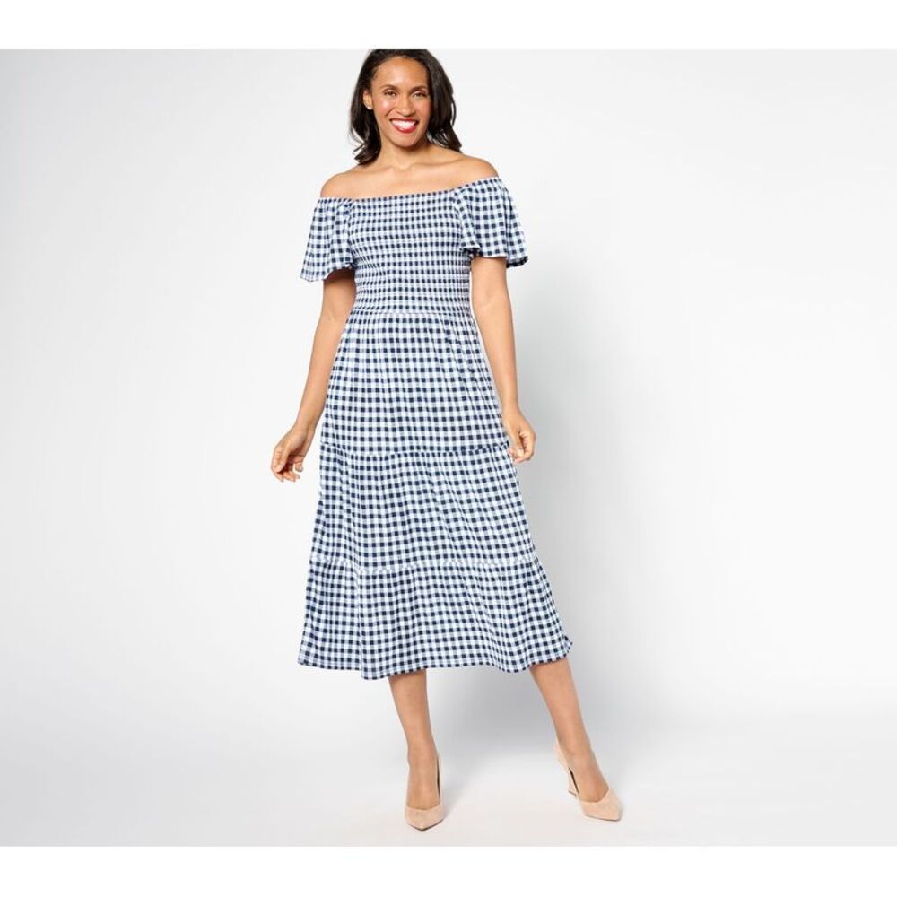 Warner Bros. Women's Petite Dress PXL Denim & Co. Heritage Printed Black